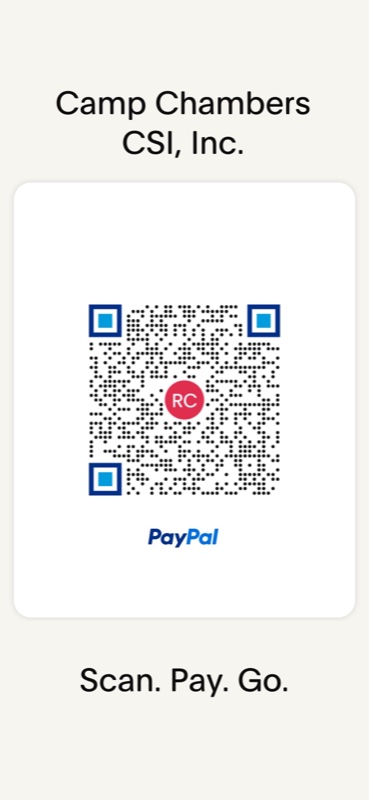PayPal QR code for Camp Chambers CSI, Inc.